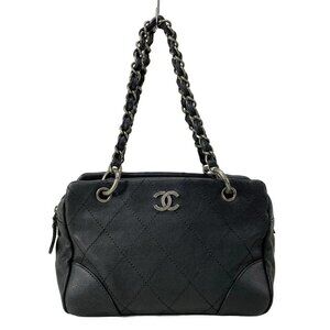 CHANEL Wild Stitch Black Calfskin Shoulder Bag